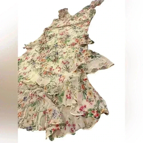 Hale Bob Beautiful Tiered White Floral Dress with Braided Belt Size XS - Picture 3 of 9